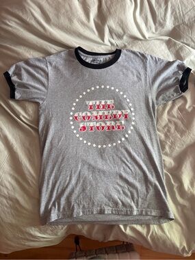 Gildan Gray Tee with Black Ringer Collar THE COMEDY STORE